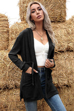 Load image into Gallery viewer, Drawstring Open Front Slit Hooded Cardigan
