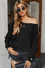 Load image into Gallery viewer, One Shoulder Button Long Sleeve Top
