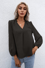 Load image into Gallery viewer, Swiss Dot Puff Sleeve Contrast Blouse
