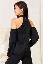 Load image into Gallery viewer, Double Take Grecian Cold Shoulder Long Sleeve Blouse
