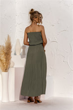 Load image into Gallery viewer, Strapless Tie Waist Tiered Maxi Dress
