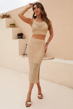 Load image into Gallery viewer, Openwork Cropped Tank and Split Skirt Set
