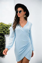Load image into Gallery viewer, Contrast Mesh Sleeve Wrap Front Dress
