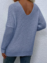 Load image into Gallery viewer, Rib-Knit V-Neck Tunic Sweater

