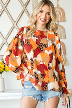 Load image into Gallery viewer, Printed Flounce Sleeve Buttoned Blouse
