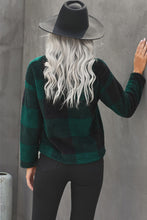 Load image into Gallery viewer, Plaid Zip Collar Plush Pullover Sweatshirt
