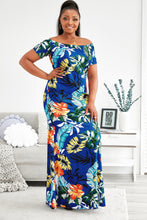Load image into Gallery viewer, Plus Size Floral Off-Shoulder Short Sleeve Fishtail Dress
