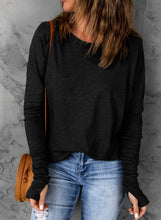 Load image into Gallery viewer, Thumbhole Long Sleeve Round Neck Top
