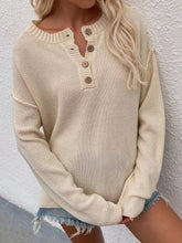 Load image into Gallery viewer, Buttoned Exposed Seam High-Low Sweater
