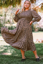 Load image into Gallery viewer, Plus Size Animal Print Smocked Tiered Dress
