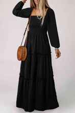 Load image into Gallery viewer, Square Neck Long Sleeve Tiered Dress
