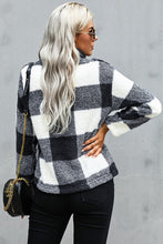 Load image into Gallery viewer, Plaid Zip Collar Plush Pullover Sweatshirt
