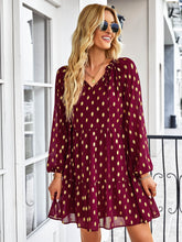 Load image into Gallery viewer, Dotted Tie-Neck Frill Trim Tiered Dress
