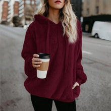 Load image into Gallery viewer, Quarter-Zip Drawstring Teddy Hoodie
