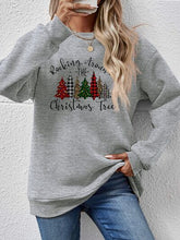 Load image into Gallery viewer, Christmas Tree Graphic Round Neck Sweatshirt
