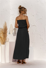 Load image into Gallery viewer, Strapless Tie Waist Tiered Maxi Dress
