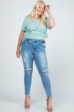 Load image into Gallery viewer, Mid Rise Distressed Skinny Jeans
