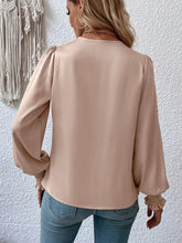 Load image into Gallery viewer, Surplice Smocked Lantern Sleeve Blouse
