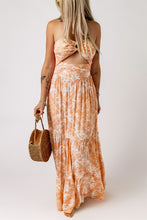 Load image into Gallery viewer, Floral Strapless Sweetheart Neck Cutout Dress
