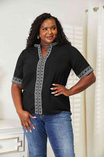 Load image into Gallery viewer, Double Take Embroidered Notched Neck Top

