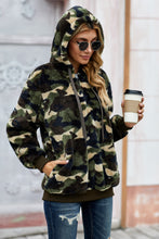 Load image into Gallery viewer, Camouflage Half Zip Fuzzy Hoodie
