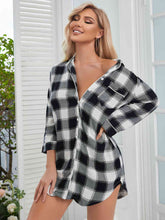 Load image into Gallery viewer, Plaid Lapel Collar Shirt Dress
