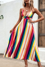 Load image into Gallery viewer, Multicolored Stripe Crisscross Backless Dress
