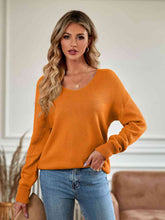 Load image into Gallery viewer, V-Neck Long Sleeve Ribbed Trim Sweater
