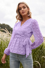 Load image into Gallery viewer, Swiss Dot Wrap Knot Blouse
