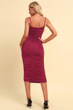 Load image into Gallery viewer, Ruched Spaghetti Strap Crisscross Detail Dress

