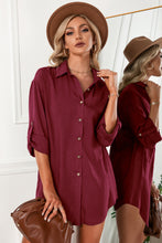 Load image into Gallery viewer, Solid Button Up Drop Shoulder Blouse
