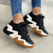 Load image into Gallery viewer, Lace-Up PU Leather Platform Sneakers
