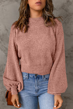 Load image into Gallery viewer, Ribbed Trim Balloon Sleeve Sweater
