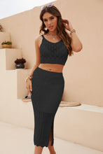 Load image into Gallery viewer, Openwork Cropped Tank and Split Skirt Set
