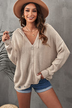 Load image into Gallery viewer, Zip-Up Distressed Hooded Cardigan

