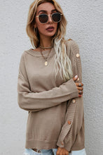 Load image into Gallery viewer, Button Detail Boat Neck Sweater
