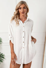 Load image into Gallery viewer, Solid Button Up Drop Shoulder Blouse
