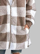 Load image into Gallery viewer, Plaid Zip-Up Hooded Jacket with Pockets
