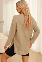 Load image into Gallery viewer, Waffle-Knit Round Neck Long Sleeve Sweatshirt
