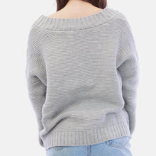 Load image into Gallery viewer, Lace Up Solid Shaker Knit Sweater
