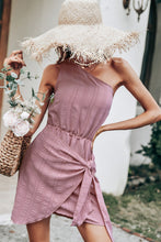 Load image into Gallery viewer, Tie Detail One-Shoulder Sleeveless Mini Dress
