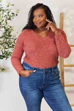 Load image into Gallery viewer, Double Take Ribbed V-Neck Long Sleeve T-Shirt
