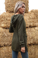 Load image into Gallery viewer, Drawstring Open Front Slit Hooded Cardigan
