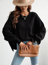 Load image into Gallery viewer, Exposed Seam Dropped Shoulder Slit Sweater
