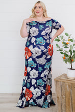 Load image into Gallery viewer, Plus Size Floral Off-Shoulder Short Sleeve Fishtail Dress
