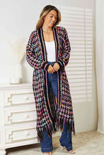 Load image into Gallery viewer, Double Take Full Size Multicolored Open Front Fringe Hem Cardigan
