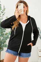 Load image into Gallery viewer, Plus Size Zip Up Hooded Jacket with Pocket
