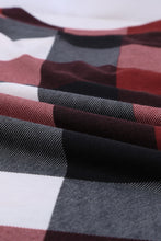 Load image into Gallery viewer, Plaid Split V-Neck Roll-Tab Top
