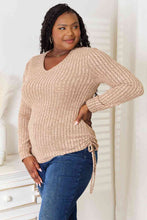 Load image into Gallery viewer, Double Take Drawstring Ribbed Long Sleeve T-Shirt
