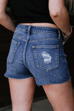 Load image into Gallery viewer, High Rise Raw Hem Denim Shorts
